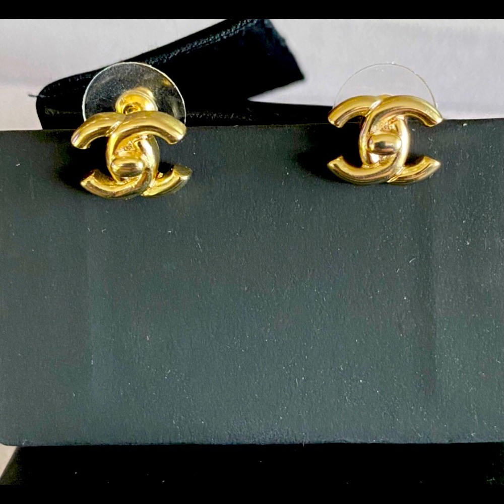 Authentic Chanel Mini Turnlock Earrings RARE
